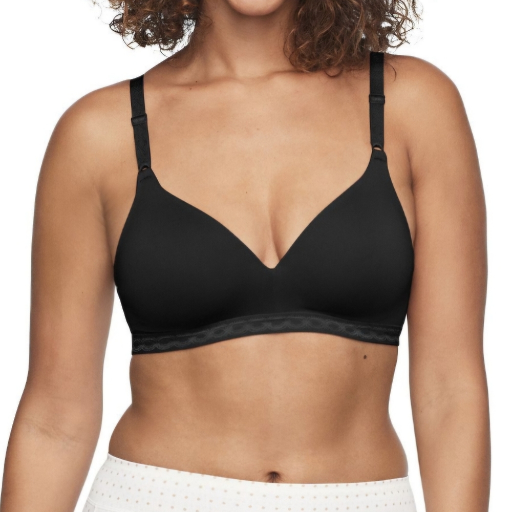 NWT Warners Cloud 9 Super-Soft Feel Black Bra Front-Adjustable Straps 32C